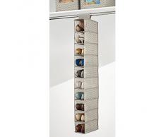 InterDesign Chevron Soft Storage Organizzatore Scarpe 10 Scaffali, Vinile, Beige, 15x30x127 cm