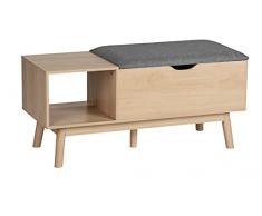 Wenko Cuscino Panca con vano portaoggetti EDDA, scarpiera con Seduta Imbottita, Legno Plastica, Beige, 100 x 45 x 40 cm