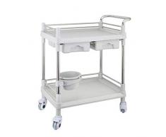 Carrelli Mobili, Carrello di Servizio per Uso Domestico Carrello a 2 Piani con Ruote a Doppi Cassetti, Carrello Carrello per Parrucchieri di Bellezza Spa per Trattamenti da Barbiere Bianco L (Bianco M