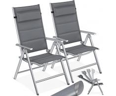 Kesser® 2er Set Sedia da Giardino - Sedia Imbottita Pieghevole con Schienale Alto in Alluminio - Schienale Regolabile in 7 Posizioni - Poltrona Pieghevole - Sedia Pieghevole in Alluminio