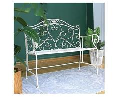 Panca da Esterno Panca da Giardino per Esterni Sedia Doppia da Cortile, Panca Decorativa per Portico per Il Tempo Libero in Ferro battuto in Metallo, Panca retrò con Schienale Cavo