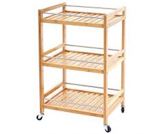 Mendler Carrello portavivande portaoggetti HWC-D91 Legno Bambu 76x46x38cm