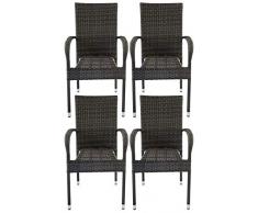 AVANTI TRENDSTORE - Agordo - Sedia impilabile in Rattan Sintetico di Colore Grigio Scuro. Ideale per lesterno e Resistente alle intemperie. Dimensioni Lap 56x94,5x62 cm (Set di 4)