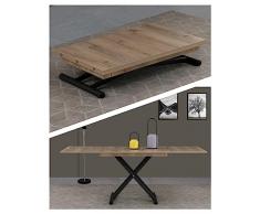 VOLERO, Tavolo Trasformabile Salvaspazio, Modello Ulisse Large, Meccanismo Saliscendi, Top in Legno Color Rovere, Struttura in Acciaio Color Grigio Sabbiato.