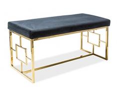 Sellon24/Signal - Panca imbottita, in velluto, design glamour, colore: oro/nero