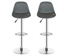 THINFAR Set di 2 Sgabelli da Bar, sgabelli Bar, sgabelli Cucina, Sedia Alta da Bar, Rotazione 360 °, Altezza Regolabile-2/4/6/8PCS (Grigio,2pz)