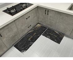 Tappeti da cucina antiscivolo, 2 pezzi, lavabile, con adesivo per il chiebe, set di tappeti da cucina, antiscivolo, per la cucina, antipolvere, colore: marmo