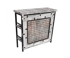 CHYRKA® Tavolo da Bar (200x40 cm H=105 cm, Colore Bianco) Theke Mobile Bar soppalco Legno Vintage Metallo Naturale Fatto a Mano