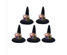 Bocar - Espositore in velluto nero per anelli, da vetrina banco gioielleria, Metallo,(JZZ-1J)