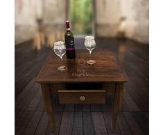 SHOP CHIC tavolino Basso Quadrato da Salotto in Legno Noce Arte povera