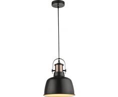 Lampada a sospensione Vintage 1 luci sala da pranzo in metallo nero (industriale lampada a sospensione, cucina lampada, 23 cm, altezza 120 cm, cavo in tessuto nero)