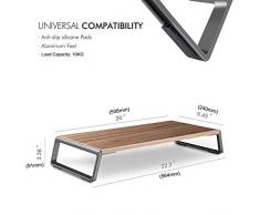 Laptop SyMonitor Stand Riser con i Piedi in Metallo for iMac MacBook Display LCD della Stampante, Lapdesk Tavolo Organizzatore Robusta Piattaforma Salva Spazio (Dark Grana del Legno) (Color : Black)