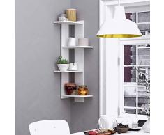 GJWL Decorazione Domestica Decorazione della Parete Scaffale, 4 Strati a Parete ad Angolo Floating Bookshelf Bagagli Shelf Vetrinetta (Color : White)
