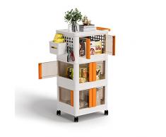 NETEL Carrello Portaoggetti Pieghevole a 3 Ripiani, Carrello Scorrevole in Plastica, Cassettiera con ruote, Mobile Salvaspazio con Scatole e Contenitori per Cucina, Bagno, Ufficio, 39×31×83cm, Bianco