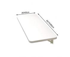 Semplice Tavolo a ribalta a Parete Pieghevole Tavolo da Studio da Pranzo in Cucina con 2 staffe Metalliche Supporto per Laptop Angolo Tondo Salva Spazio 5 Taglie (Bianco)