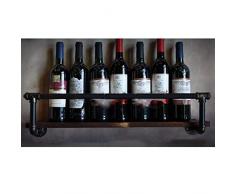 YUEXIN Vetrinetta Pensile da Parete, Espositore Creativo per Vino da Parete, Mensole da Muro Retro Industriale Cremagliera Parete in Vetro Ristorante Soggiorno Bar in Ferro Tubo Rack