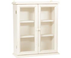 Biscottini Vetrina Cucina in Legno 57x48x17cm | Vetrinetta Shabby Chic Bianco 2 Ripiani | Pensile Bagno Bianco 2 Ante | Mobiletto Bagno sospeso