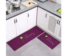 WTXD tappeti da Cucina Antiscivolo Lunghi Tappeti da Cucina Lavabili Antiscivolo Quadrifoglio Viola