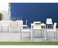 Tavolo da Giardino Impilabile con Piano Liscio in Tecnopolimero E Gambe in Alluminio Verniciato. 80X80Xh.75 Colore Lino