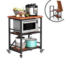 Carrello dellisola della cucina a 3 livelli,carrello industriale pieghevole distoccaggio del supporto del forno a microonde,conle ruote di bloccaggio,carrello del servizio dellhotel del ristorante