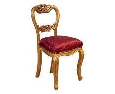 Biscottini Sedia antica 82x45x42 cm | Sedie luigi XVI anticata oro | Sedia imbottita stile francese | Sedie vintage