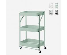 Produce Shop Carrello da cucina pieghevole portavivande 3 ripiani con ruote Pikas - Verde