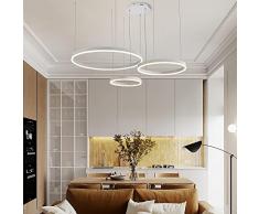 STARRYOL Lampada a sospensione moderna a LED, lampadario a sospensione a luce regolabile a 3 anelli Lampadario moderno a soffitto, dimmerabile 2700K - 6500K, con telecomando 78w