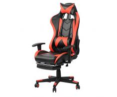 Greensen Sedia da Gioco con Poggiapiedi per Computer da Ufficio Schienale Regolabile per Impieghi Gravosi Reclinabile Schienale Alto Sedia Ergonomica da Scrivania per Compute(Rosso e Nero)