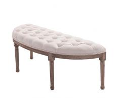 homcom Panca Fondoletto Semicircolare con Struttura in Legno e Imbottitura in Stile Chesterfield, Beige, 140,5x51x48cm