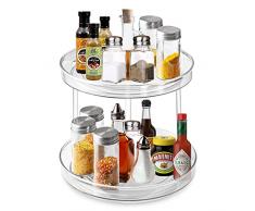 KEWUZY 360° Portaspezie Organizer Girevole 2 Livelli, Organizer Cucina, Vassoio Portaoggetti Girevole, per Armadi Dispensa Piani Lavoro, Per Spezie, Frutta, Snack, 23cm