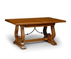 InHouse srls Tavolo con 4 allunghe da 45 cm, Arte povera, in Legno massello e MDF con rifinitura in Noce Lucido - Mis. 180 x 85 x 78 Chiuso