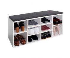 RICOO WM033-WM-A Scarpiera salvaspazio 104x49x30cm Panca porta-scarpe Armadio da ingresso Armadietto scaffale con sedile Legno colore bianco