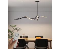LED Lampada a sospensione Tavolo da pranzo Lampadario Dimmerabile nero Spiral Design L120cm Lampade Sala da pranzo Lampada tavolo da pranzo con Telecomando Lampadari per Soggiorno Cucina Ufficio