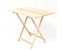 SALMAR Tavolo chiudibile in Legno di faggio, Piano con doghe in Legno e Regolabile a 3 Altezze.