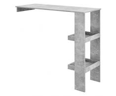 Bancone da Muro Tavolo Alto da Bar per la Casa 120 x 45 x 106 cm Penisola Cucina con 2 Ripiani - Effetto Cemento