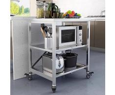 SXLIGHT Carrello Portaoggetti a 3 Livelli in Acciaio Inox, Scaffale Pieghevole con Ruote di Bloccaggio - Carrello Rotante, Scaffale Mobile per Cucina, Bagno, Hotel E Ristoranti