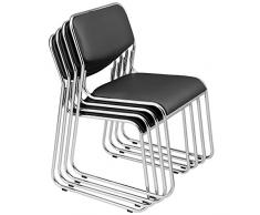 [pro.tec] 4x Sedie per visitatore(nero - imbottite)(in un set di risparmio) sedia di conferenza/sedia / sedia d´ufficio/sedia / sala d´attesa - sedia