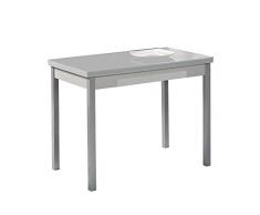 ASTIMESA Ali di Cristallo Tavolo da Cucina, Metallo Vetro Legno, Grigio, 90x50cm