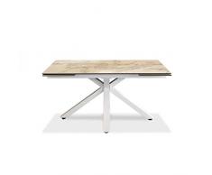 Sololed Tavolo Allungabile da 160cm a 240cm Moderno da Sala Da Pranzo con Due Allunghe Top in Ceramica su Vetro Temperato e Gambe in Metallo (Marmo Bianco)