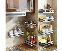 PIGPIGFLY Portaspezie con Ganci, per Montaggio a Parete o per Mobile, Porta Spezie Cucina in Acciaio Inossidabile, Porta Spezie Salvaspazio, Portaspezie Senza Foratura (30CM)