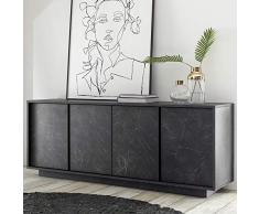 NOUVOMEUBLE - Credenza 180 cm, design effetto marmo, colore: Antracite