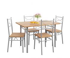 Casaria Set Tavolo e 4 Sedie da Soggiorno Faggio 5 pz Arredamento Salone Cucina Sala da Pranzo mobili per Cucina Moderno