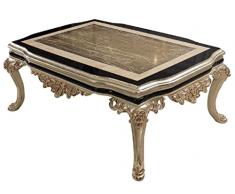 Casa Padrino Tavolo da Soggiorno Barocco di Lusso Oro Antico/Crema/Nero - Tavolo da Salotto Rettangolare Stile Barocco - Mobili da Soggiorno in Stile Barocco - Mobili di Lusso Stile Barocco