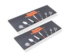 Carvapet 2 Pezzi Tappeti Cucina Antiscivolo Tappeti per Cucina Lavabile Antiscivolo Tappeti Bagno Zerbino Tappeto Cucina Passatoia (Utensili da Cucina Grigio)