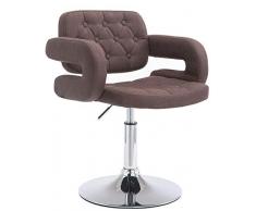 CLP Sedia Lounge Girevole Dublin in Stoffa I Poltroncina Design Chester Regolabile I Sedia con Braccioli Imbottita, Colore:Marrone