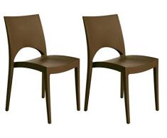 Grand Soleil Upon Pari Grandsoleil, Paris-Sedia impilabile, 51 49 cm&nbspx 80&nbspcm, colore: castano moka, Polipropilene, 51 x 49 x 80 cm