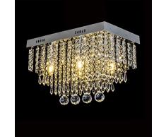 Lampadari di cristallo moderni, Plafoniere Rettangolare a LED in Cristallo, lampadari a LED da incasso per sala da pranzo, camera da letto, soggiorno L45cm W25cm H28cm