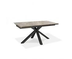Sololed Tavolo Allungabile da 160cm a 240cm Moderno da Sala Da Pranzo con Due Allunghe Top in Ceramica su Vetro Temperato e Gambe in Metallo (Marmo Antracite)