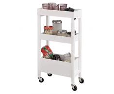 Sobuy®, fkw49-w, carrello da cucina in legno a 3 piani, da utilizzare come carrello di servizio su ruote, per la casa, bianco