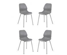 Milani Home s.r.l.s. Set di 4 Sedie per Sala da Pranzo in Plastica Polipropilene Alta Resistenza qualità di Design Moderno Stile Minimalista da Cucina, Cm 46 X 54 X 84 H
